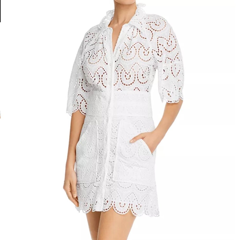 Rebecca Taylor Mina Eyelet White Lace Dress NWT Size 14